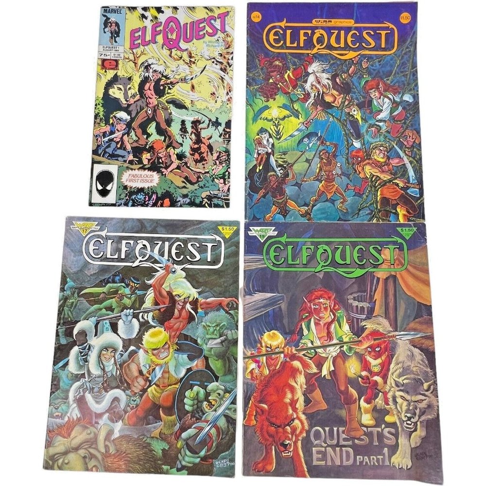 4 Elfquest Comic Book No 1 14 17 19 Warp Graphics Wendy Richard Pini VTG Lot